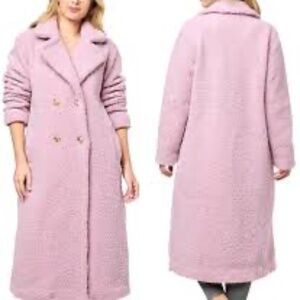 NEW G by Guiliana Lillac Pink Zara Soft Pink Teddy Coat Jacket M